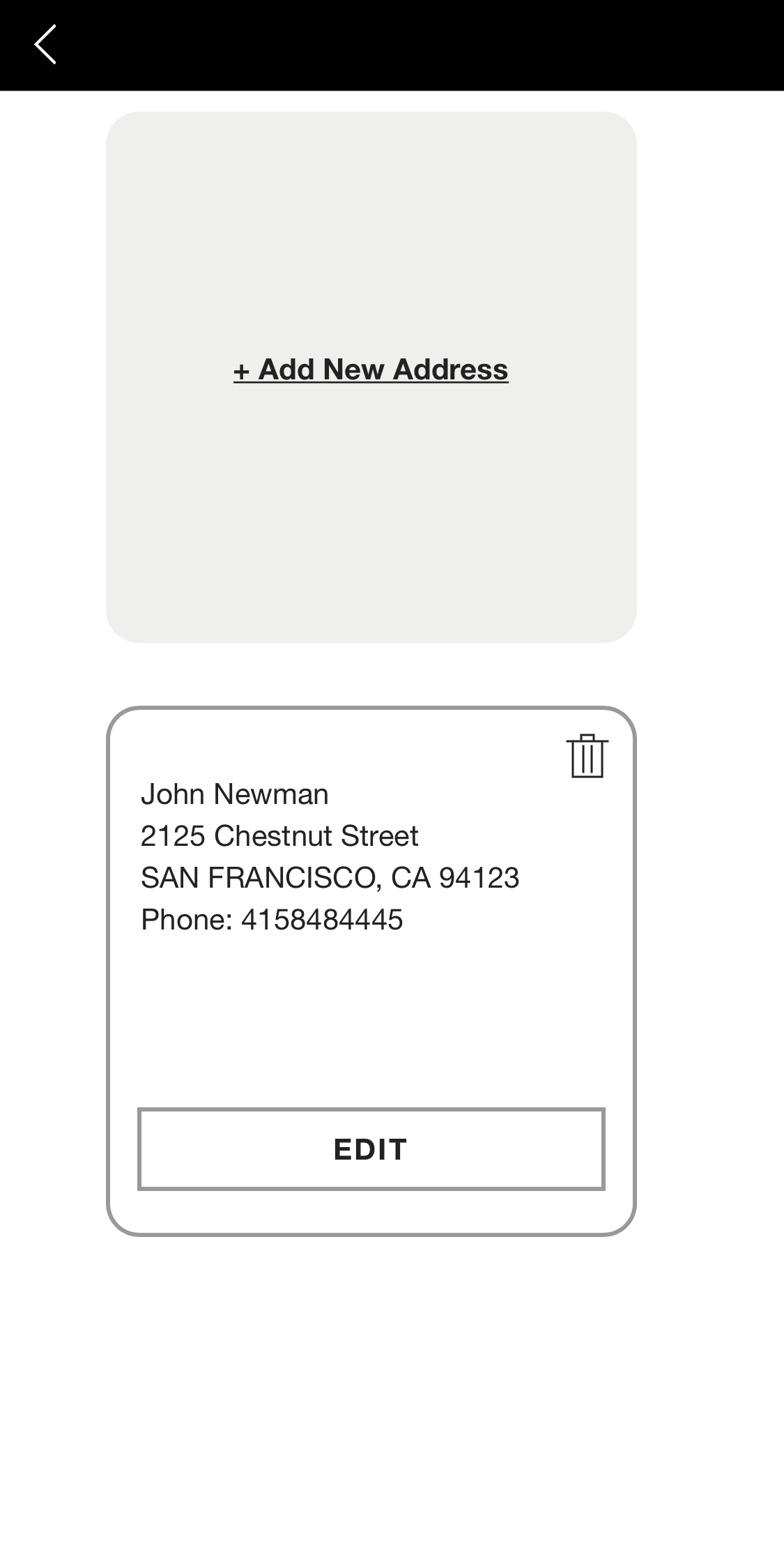 Crate & Barrel’s App Address Book 163 of 428 Address Book Examples